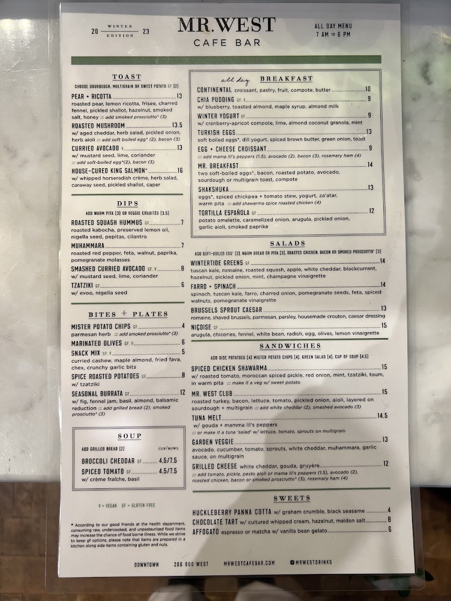 Mr West Cafe Bar Downtown Menu - Image 5
